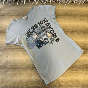 Y2K SEA WORLD 2010 Souvenir T-Shirt Shirt Sleeve Light Blue Shamu Whale S